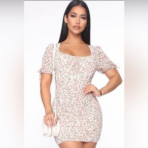 Fasion Nova- Ruched petal mini dress